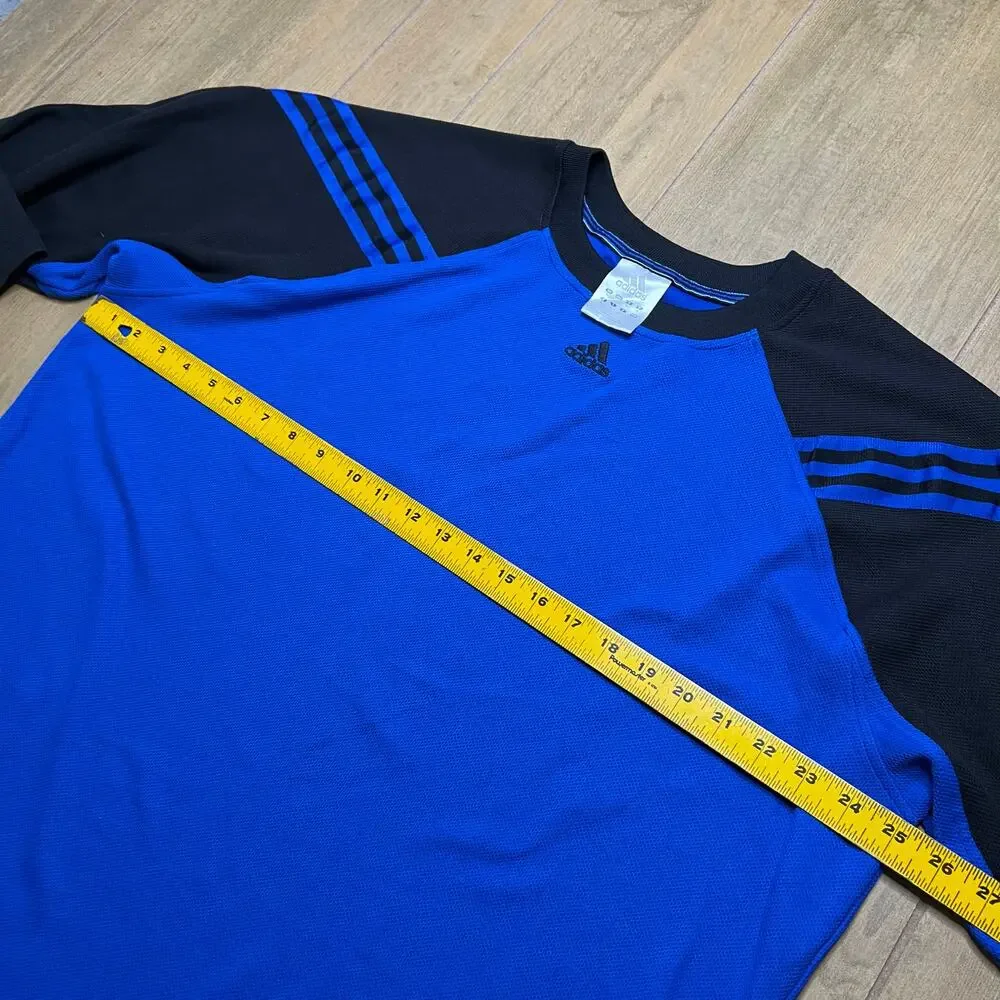 Vintage Adidas Mens‎ Active Y2K T Shirt Long Sleeve Blue/Black Sz XL